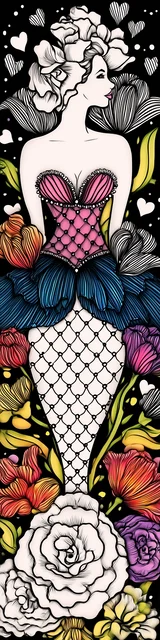 Free colorable bookmarks of a beautiful mermaid